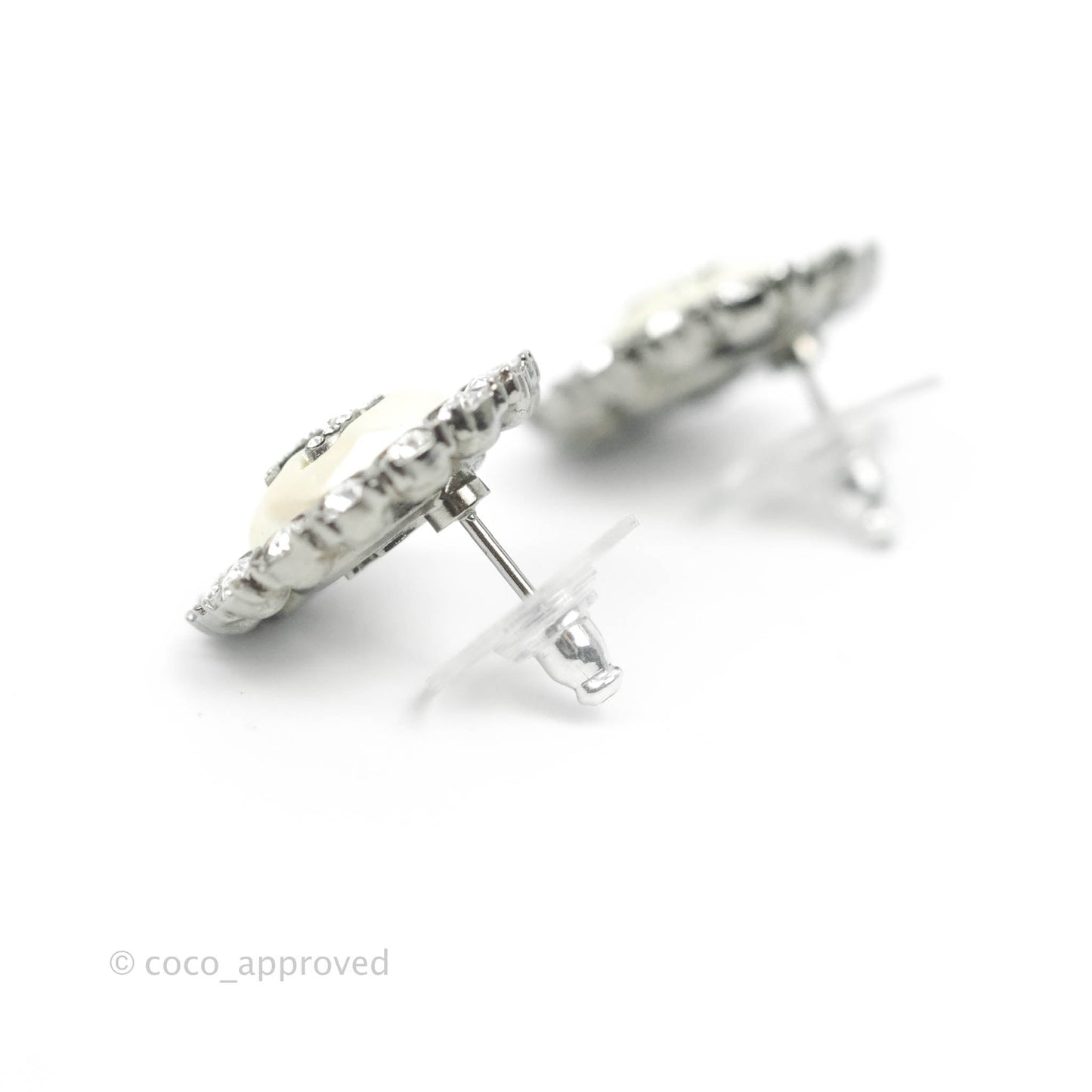 Chanel CC Crystal Round Earrings