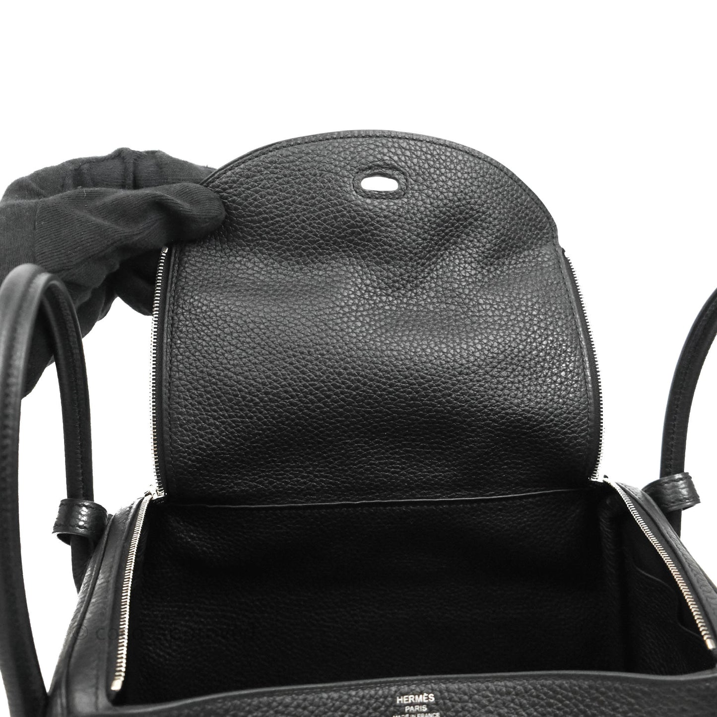 Hermès Lindy 26 Black Clemence Silver Hardware
