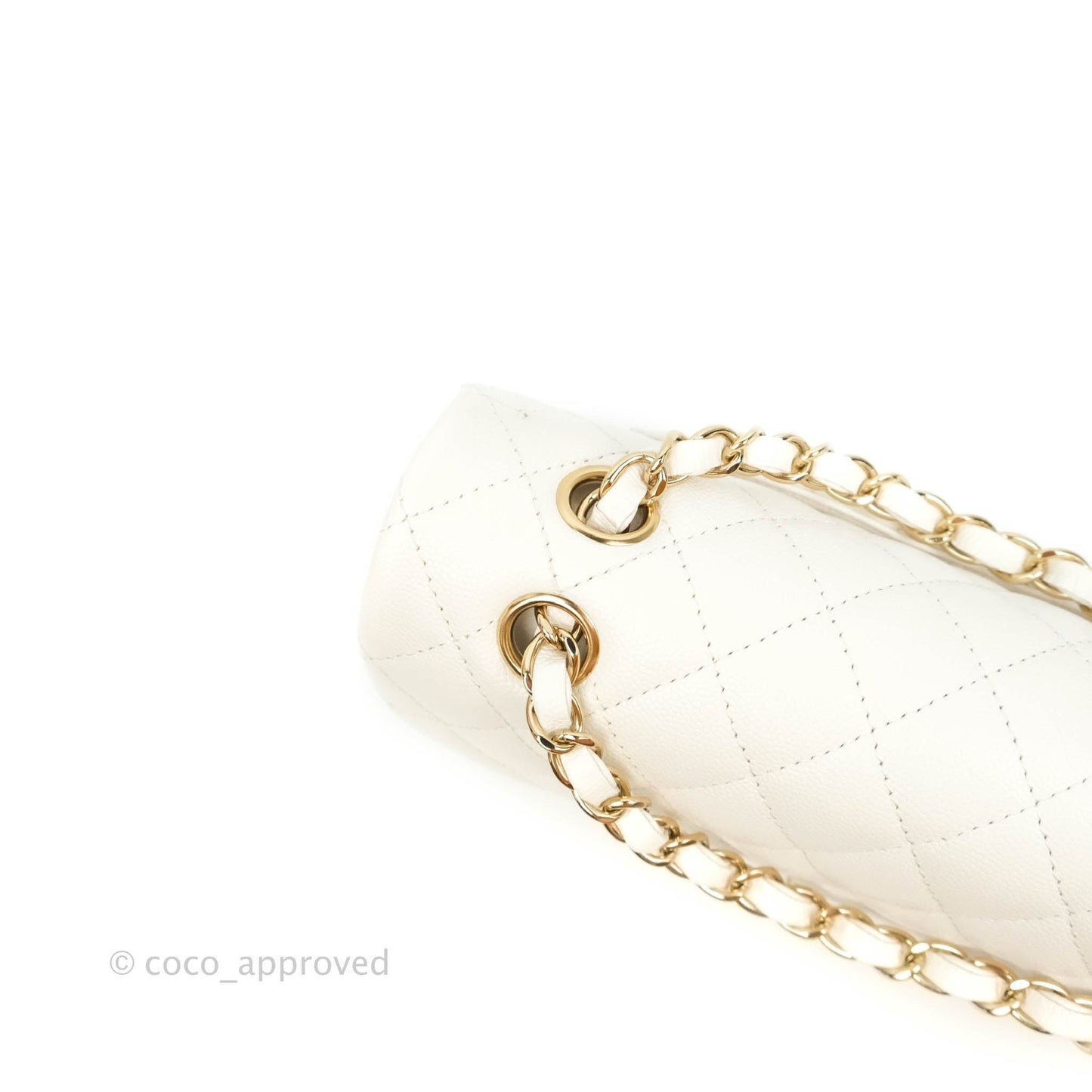 Chanel Classic Small S/M Flap White Caviar Gold Hardware 20S