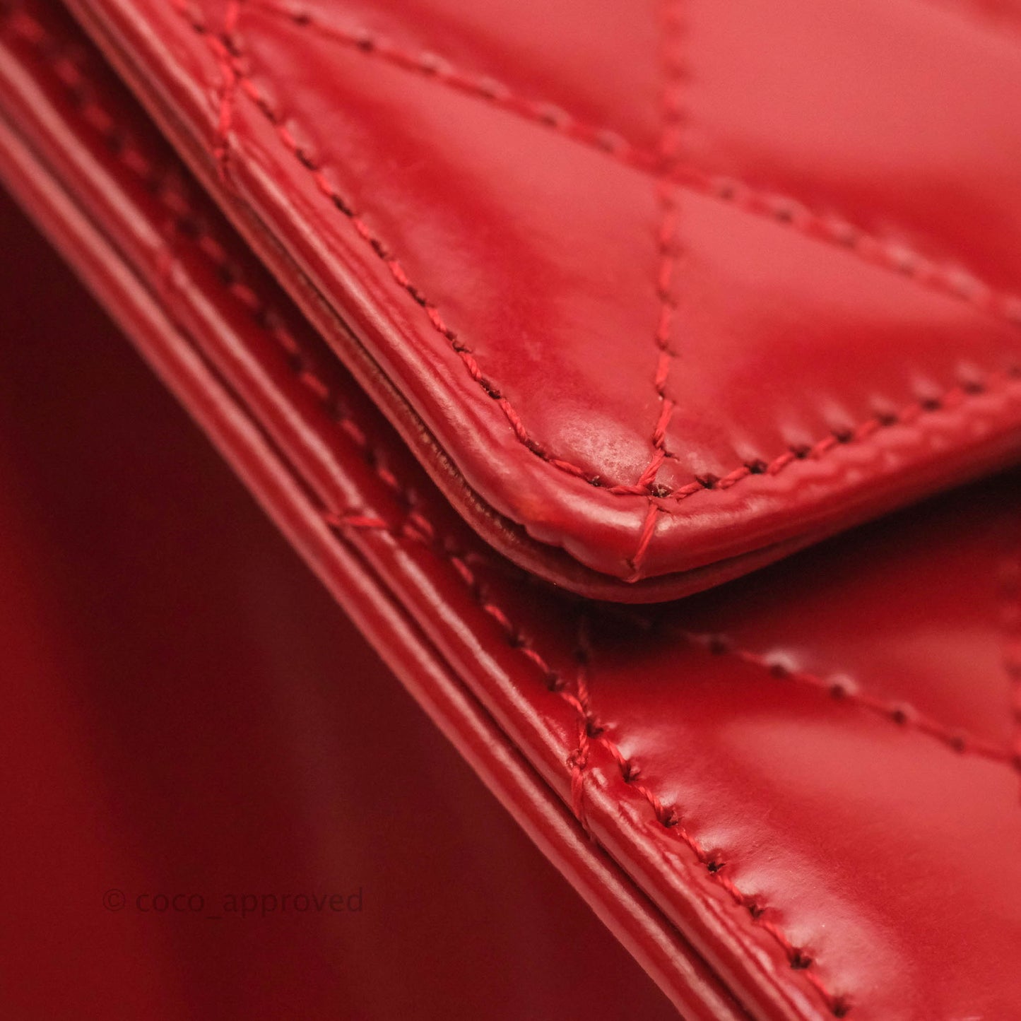 Chanel Flat Quilted Mini Flap Red Box Calfskin Gold Hardware