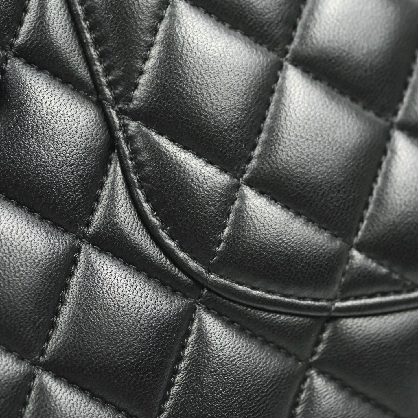 Chanel Classic M/L Medium Flap Quilted Black Lambskin Silver Hardware