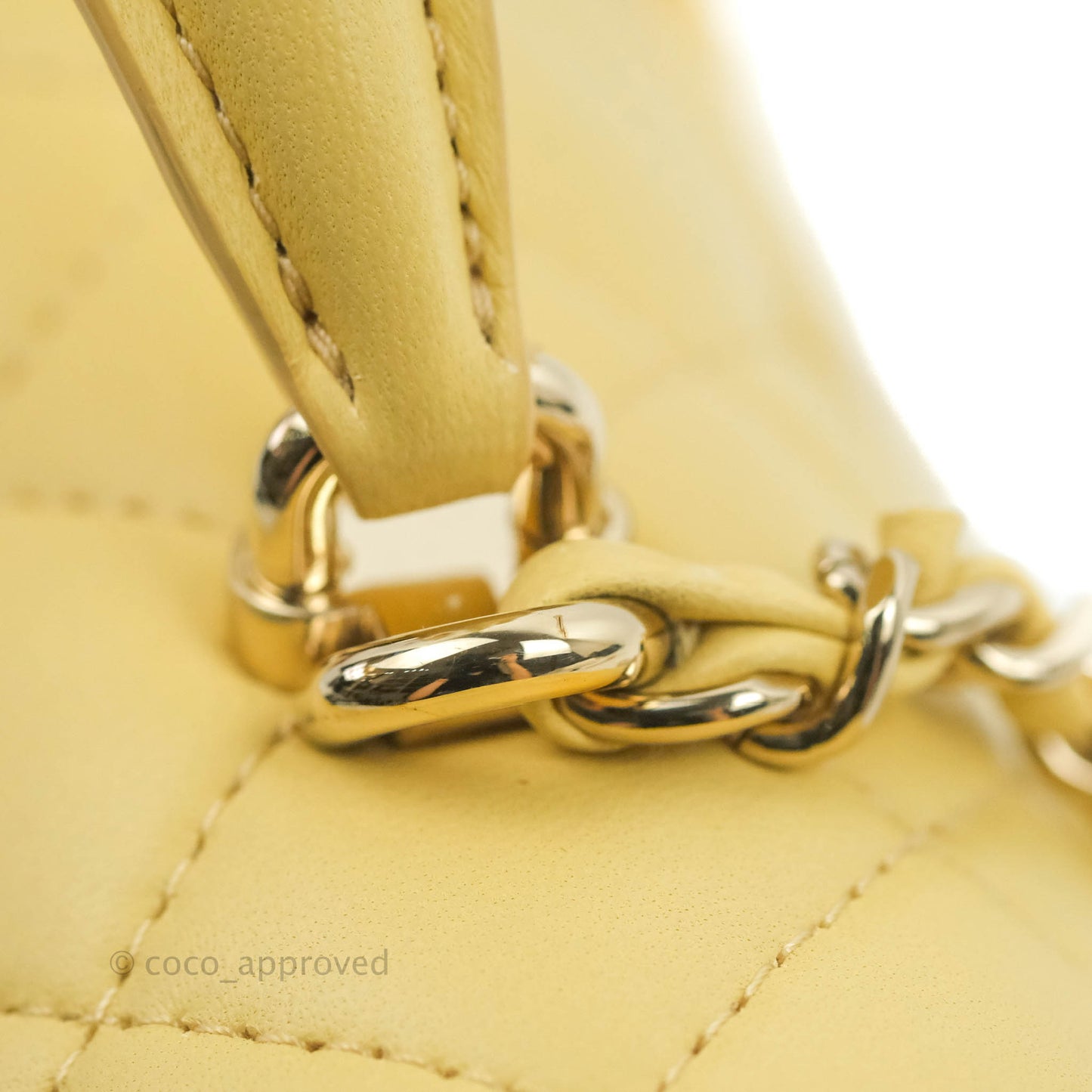 Chanel Top Handle Mini Rectangular Flap Bag Yellow Lambskin Gold Hardware