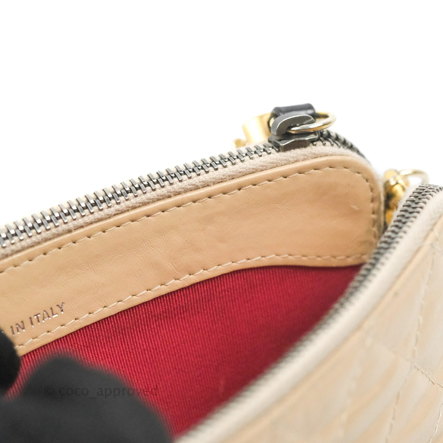 Chanel Gabrielle Clutch With Chain Aged Calfskin Beige/ Black Mixed Hardware