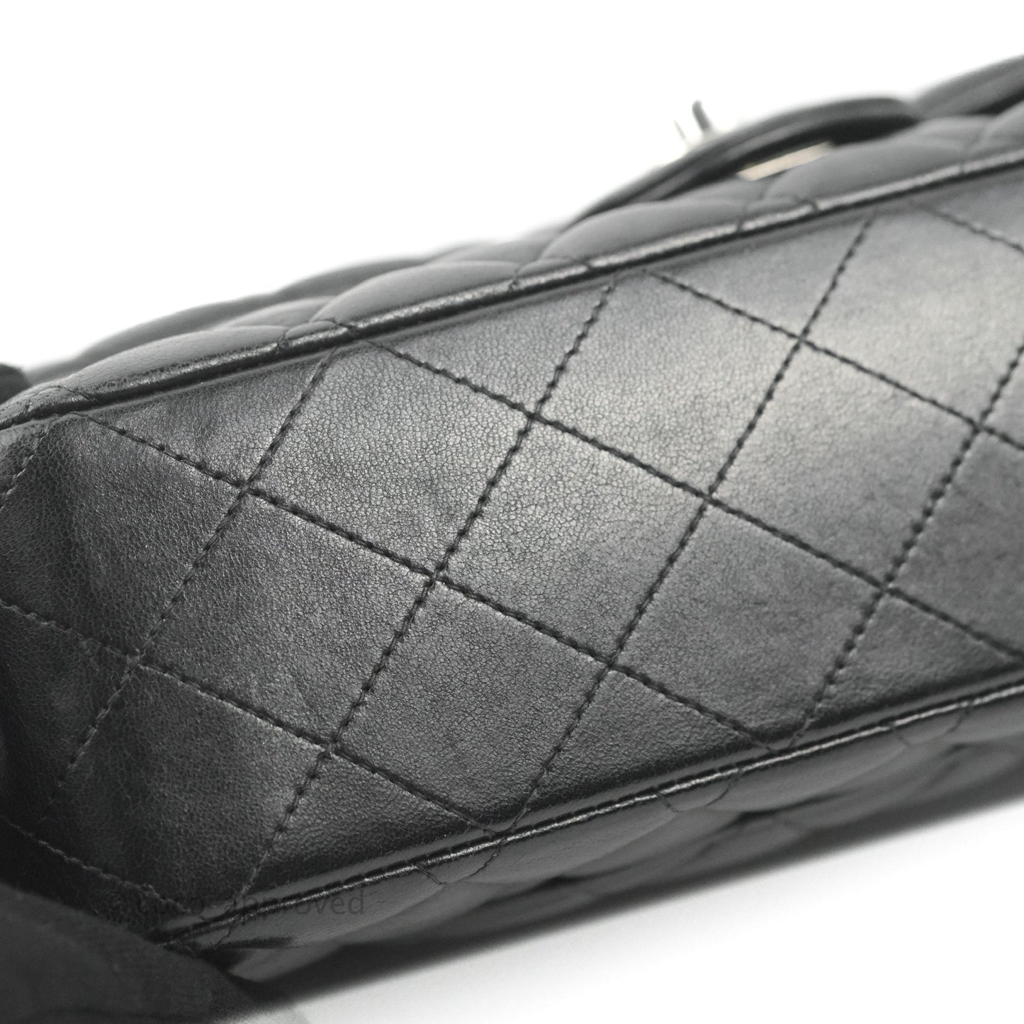 Chanel Classic M/L Medium Flap Quilted Black Lambskin Silver Hardware