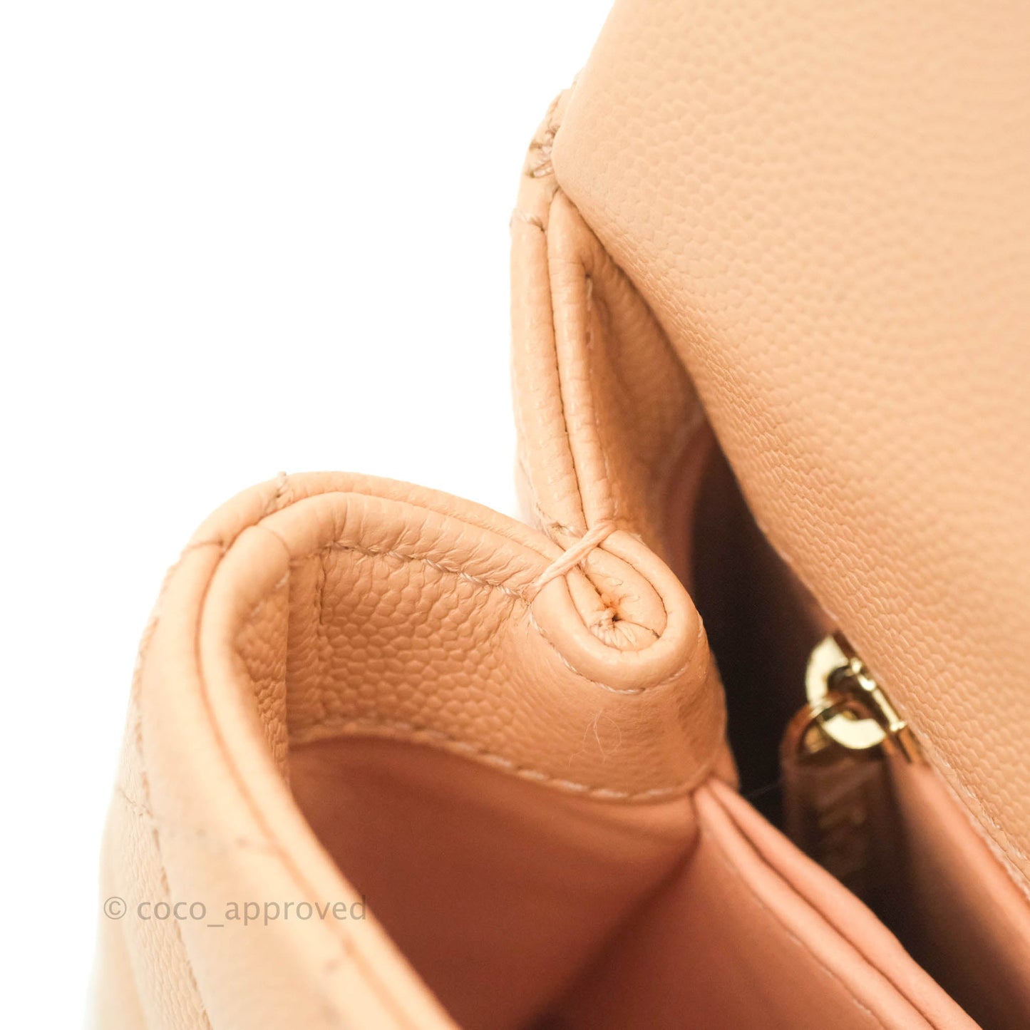 Chanel Mini Coco Handle Quilted Light Beige Pink Caviar Gold Hardware