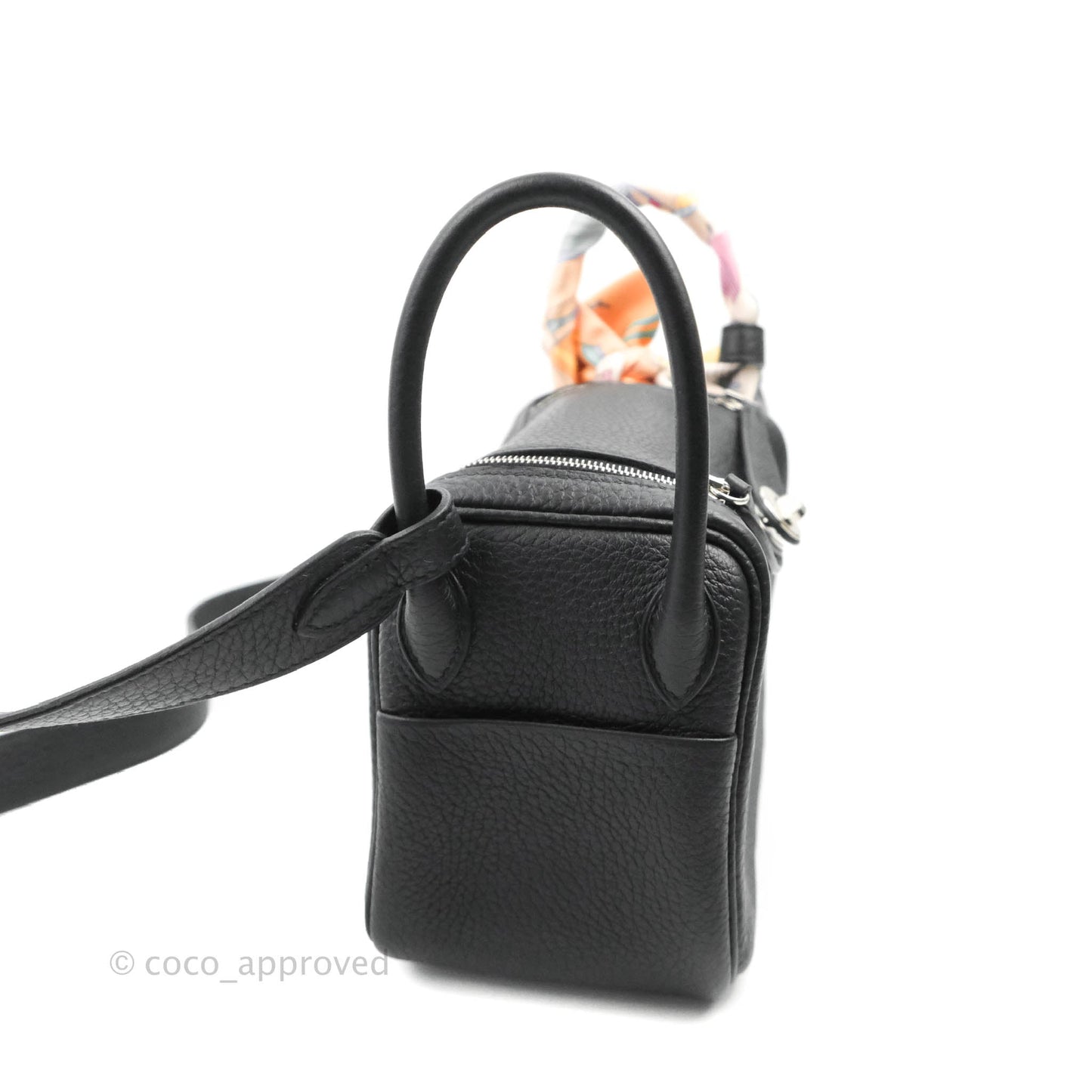 Hermès Mini Lindy 20 Taurillon Clemence Black Palladium Hardware With Twilly
