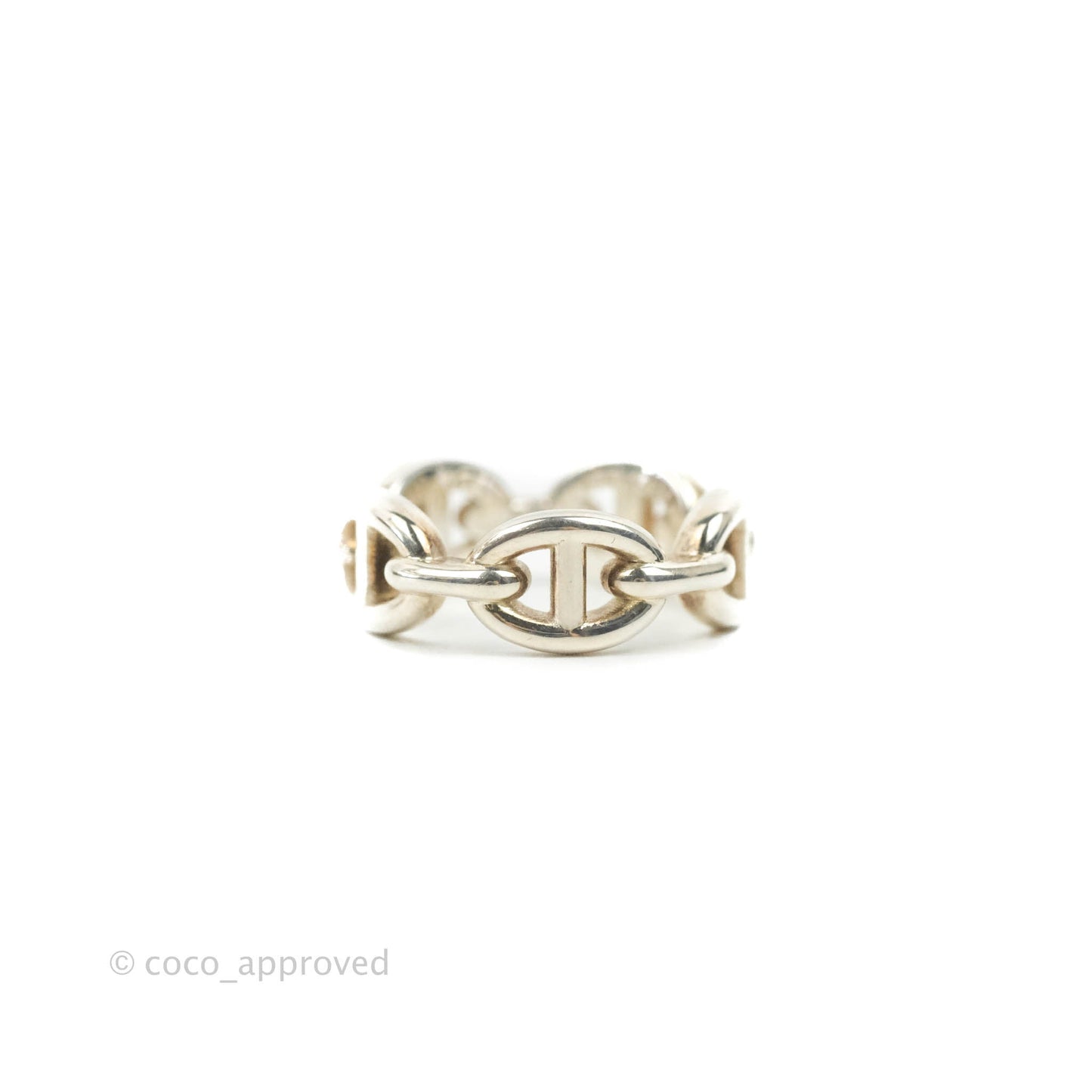 Hermès Sterling Silver PM Chaine d'Ancre Enchainee Band Ring 51