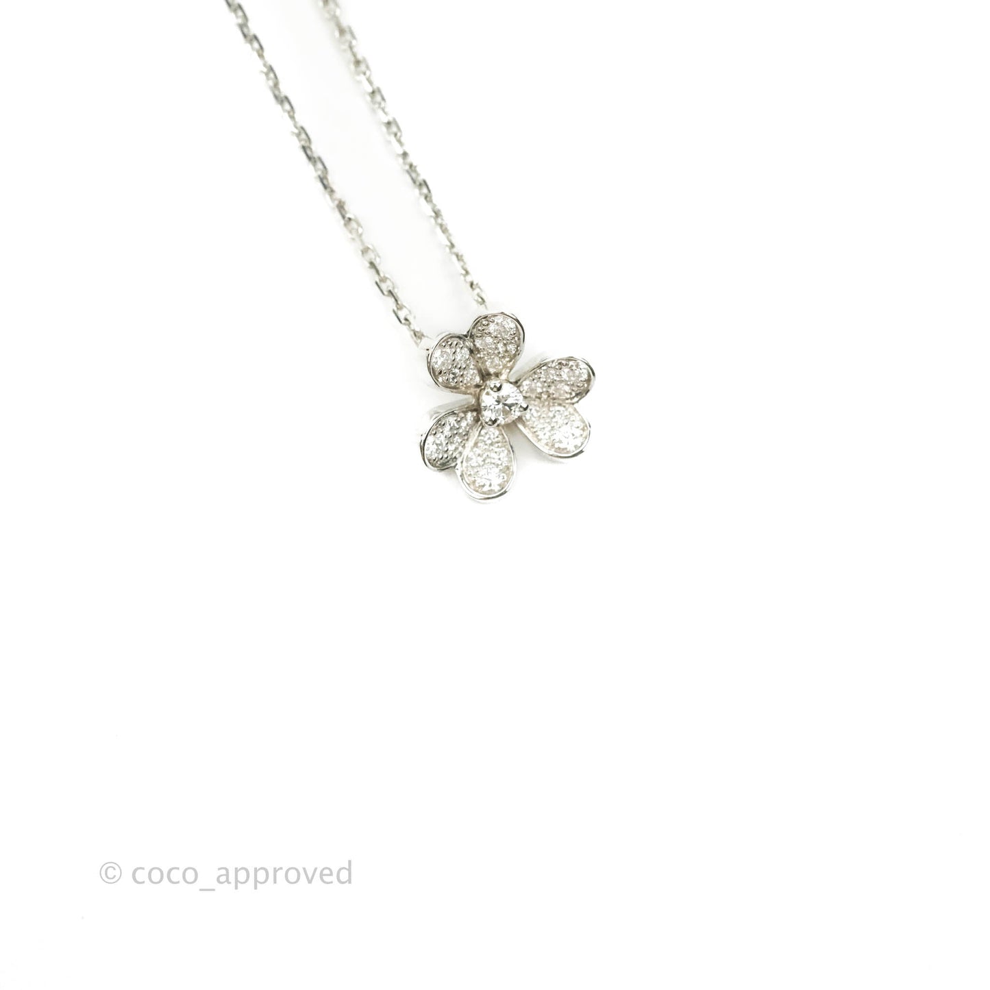 Van Cleef & Arpels Frivole Pendant White Gold Paved Diamond Mini Model