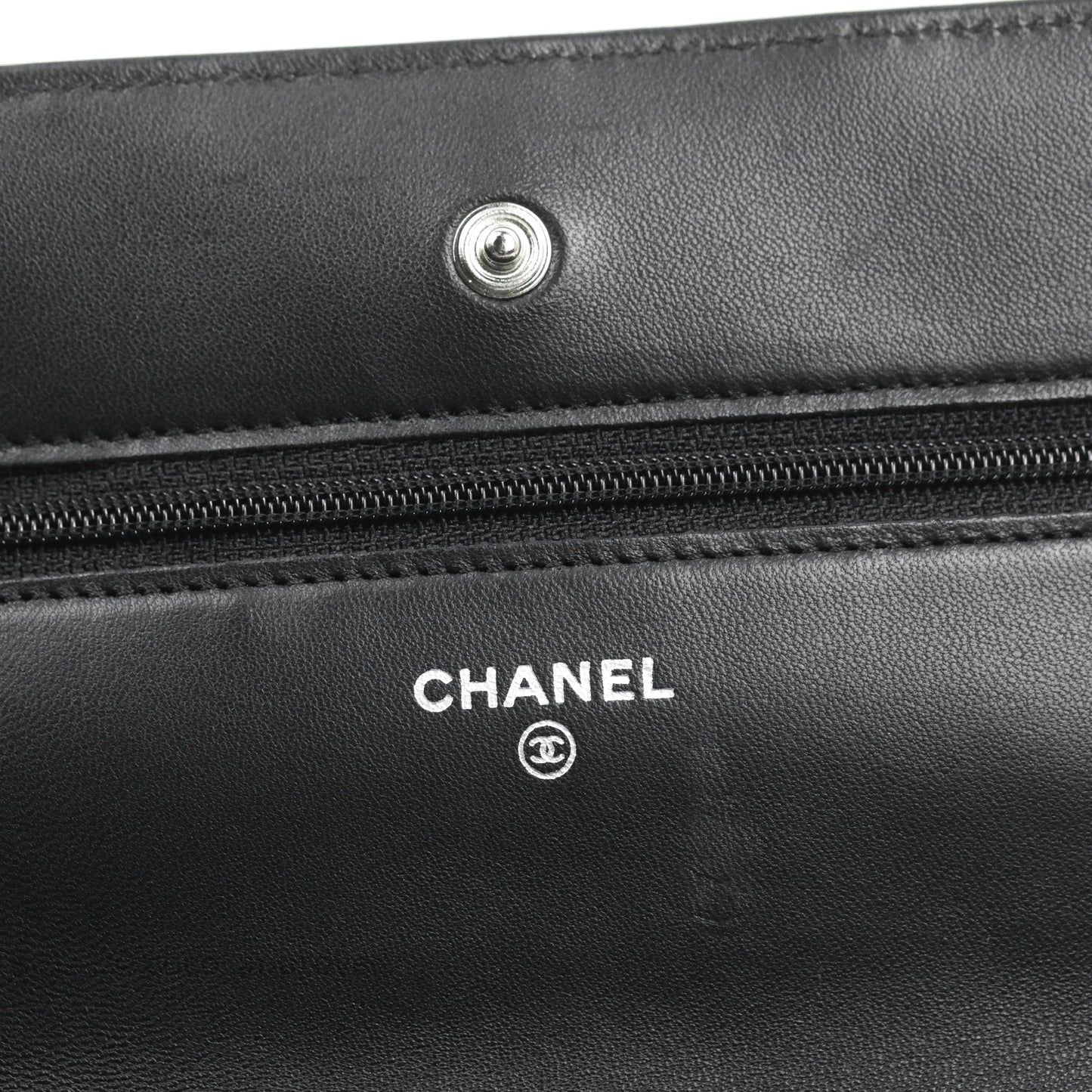 Chanel Quilted Wallet on Chain WOC Black Lambskin Silver Hardware