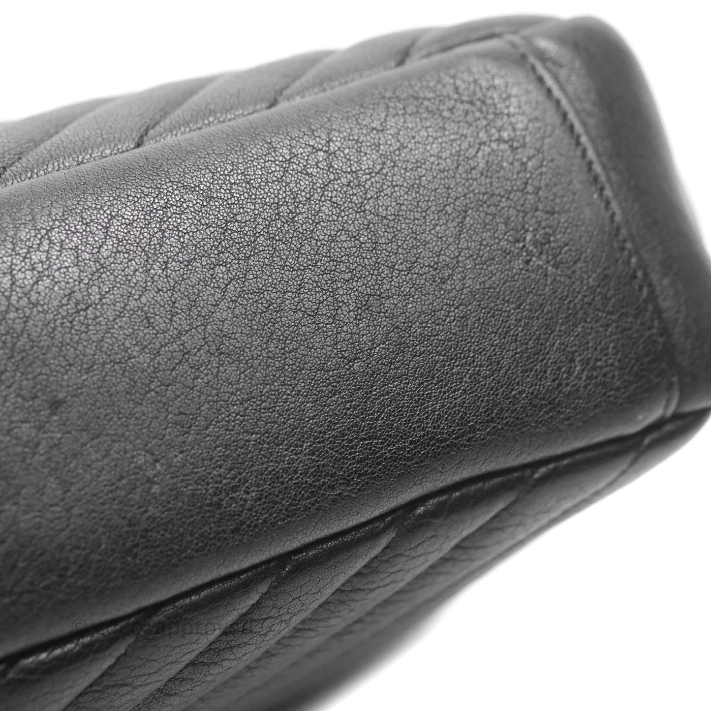 Saint Laurent Chevron Large College Black Chain Bag Ruthenium Hardware