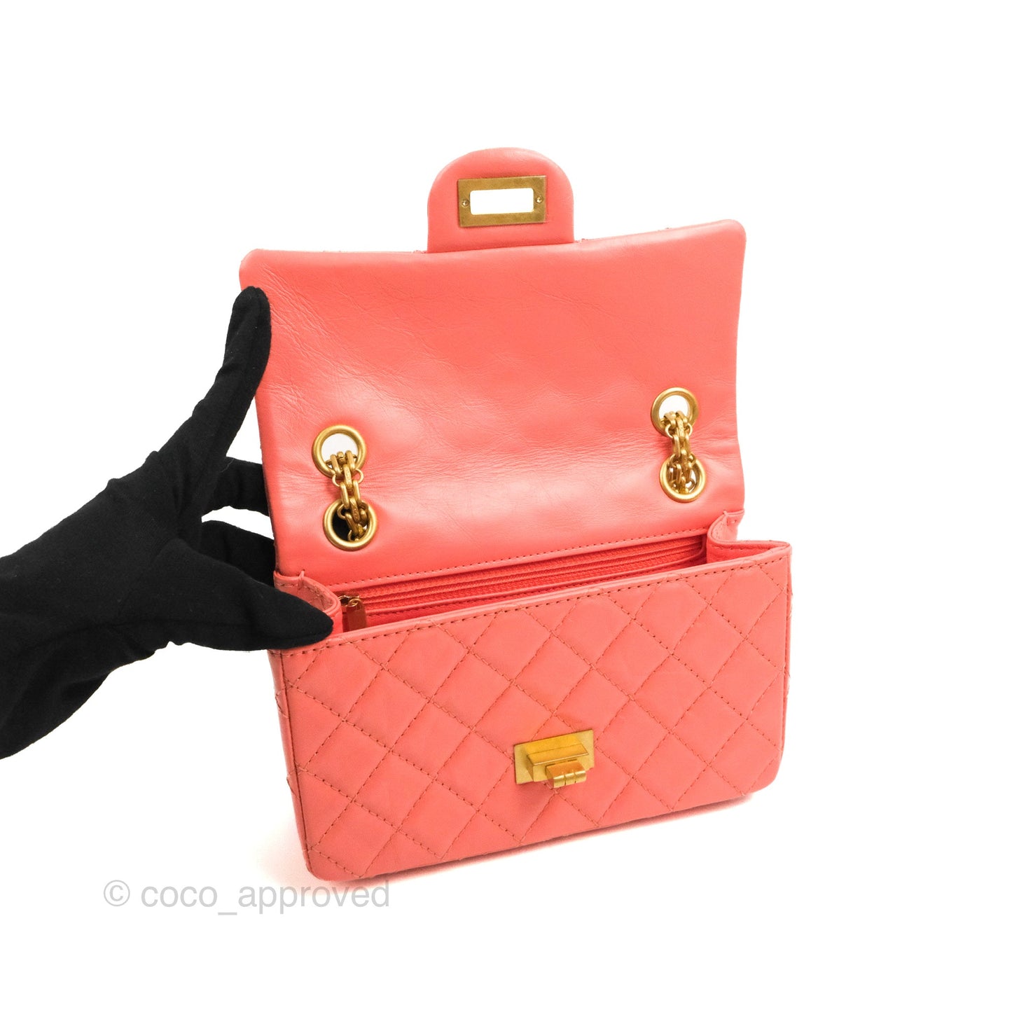Chanel Mini Reissue 224 Pink Aged Calfskin Aged Gold Hardware