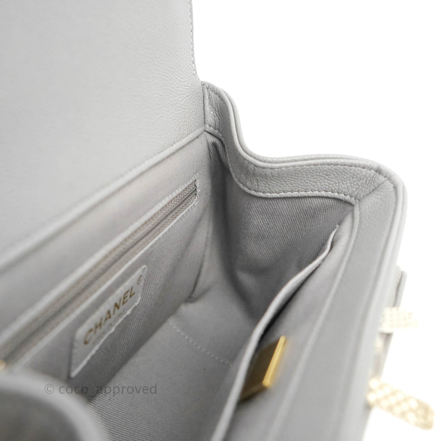 Chanel Quilted Small Business Affinity Flap Grey Caviar Gold Hardware