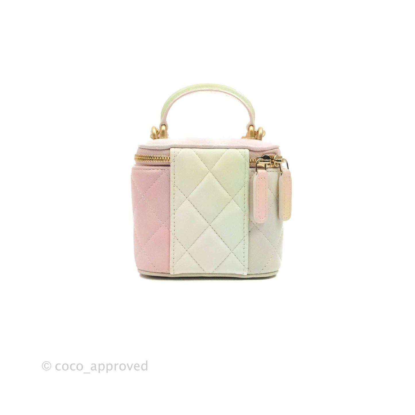 Chanel Mini Top Handle Vanity With Chain Rainbow Lambskin Aged Gold Hardware