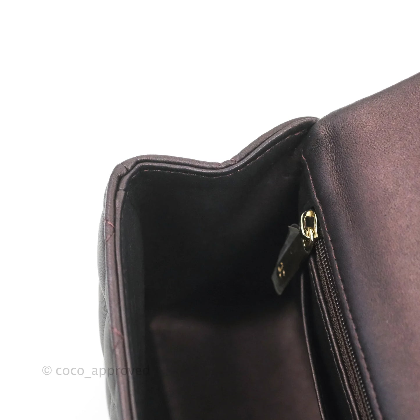 Chanel Top Handle Mini Rectangular Flap Bag Dark Purple Lambskin Gold Hardware
