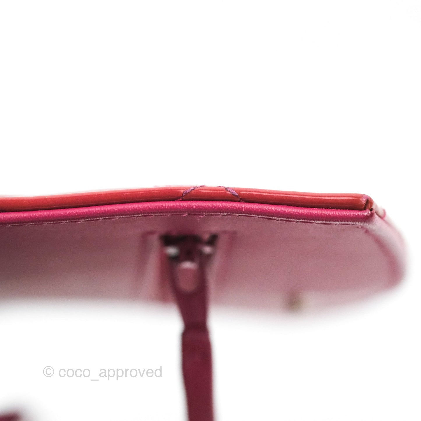 Chanel Wallet on Chain WOC Quilted Red Patent Ruthenium Hardware