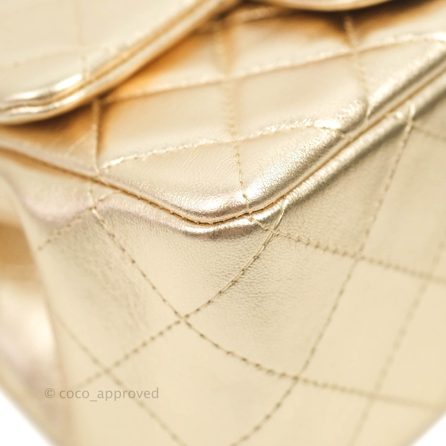 Chanel Mini Square Quilted Gold Calfskin Black Hardware