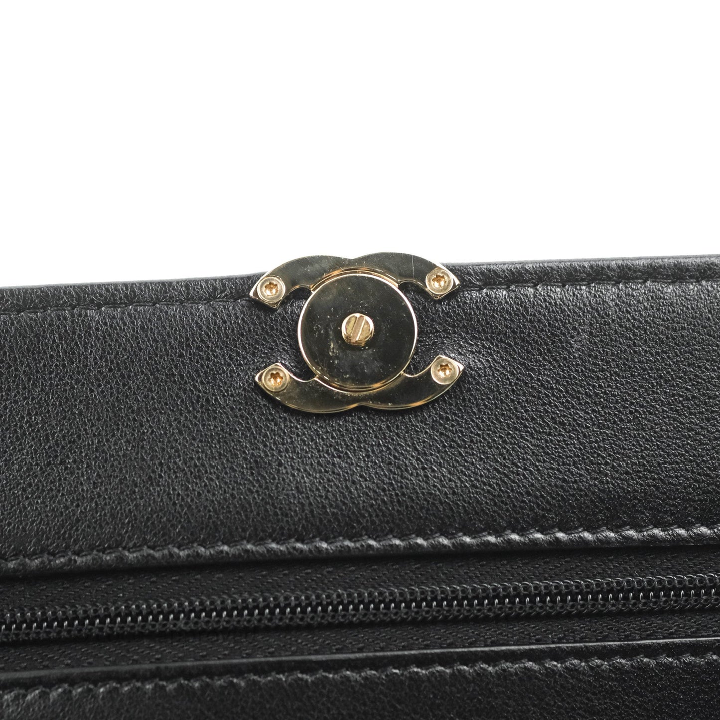 Chanel Quilted Top Handle Wallet on Chain WOC Black Lambskin Gold Hardware