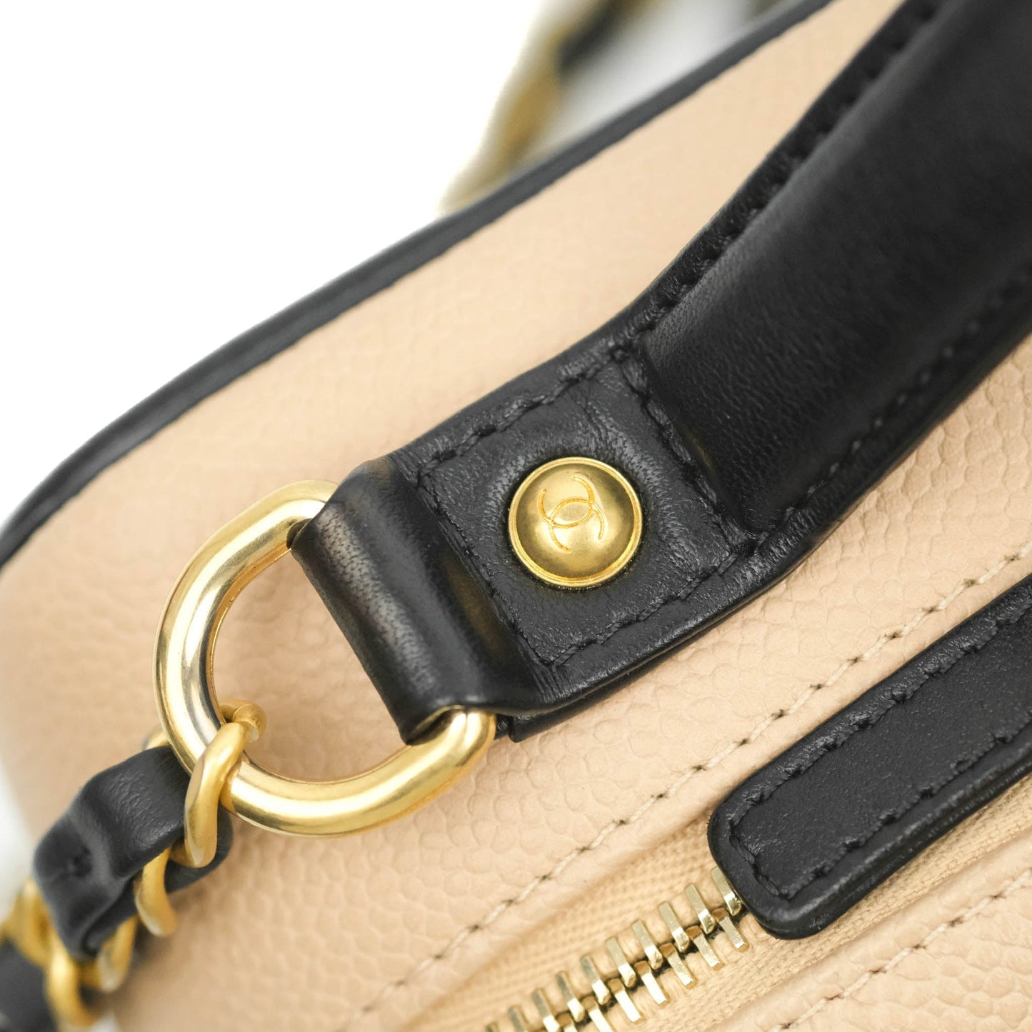Chanel Quilted Medium CC Filigree Vanity Case Beige Caviar Gold Hardware