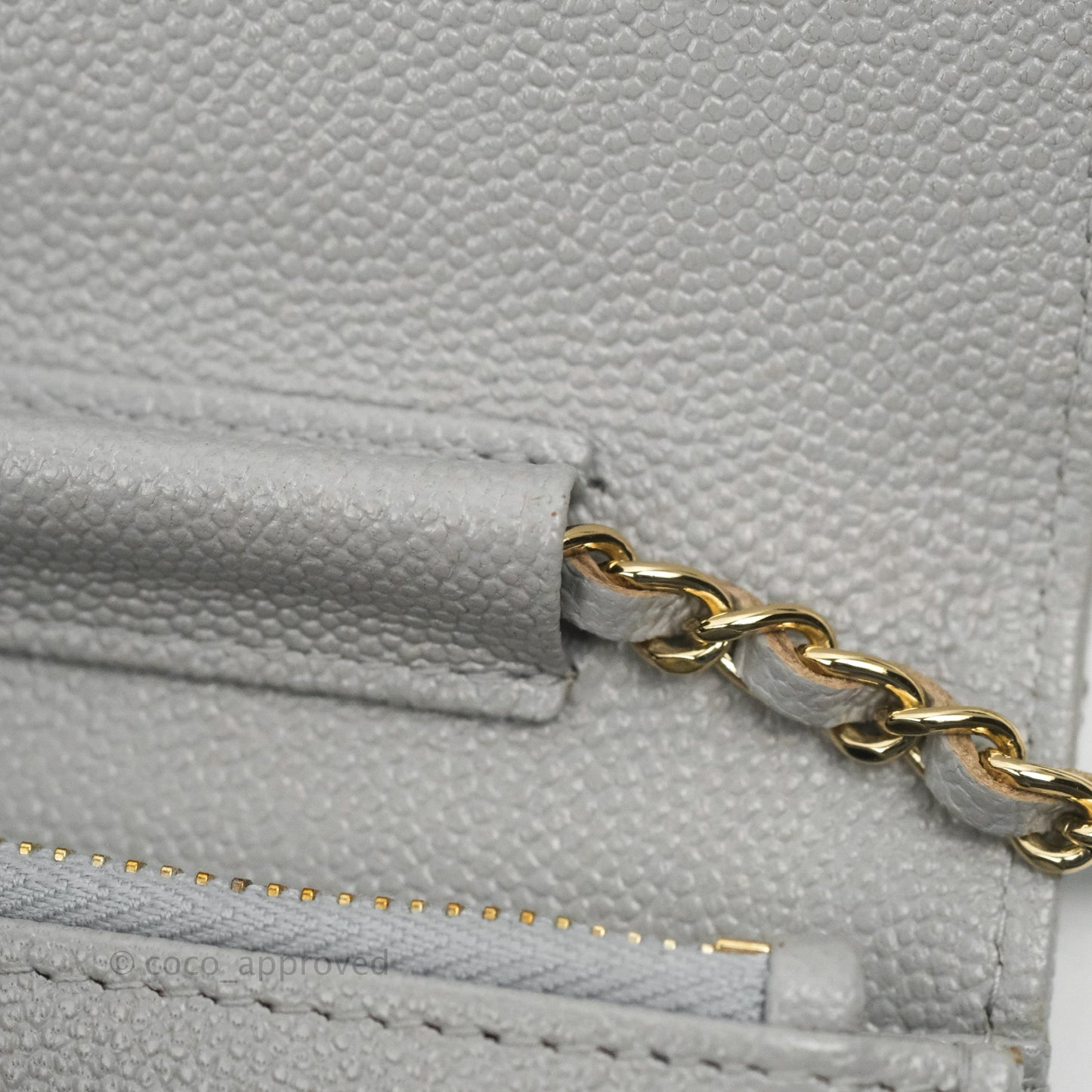 Chanel Golden Class Wallet on Chain WOC Grey Caviar Gold Hardware