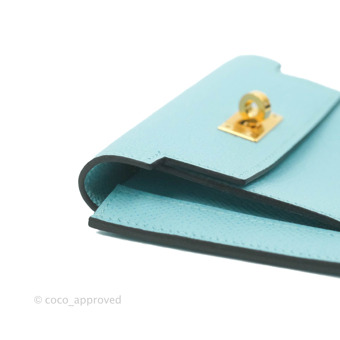 Hermès Kelly Pocket Compact Wallet Epsom Bleu De Nord Gold Hardware