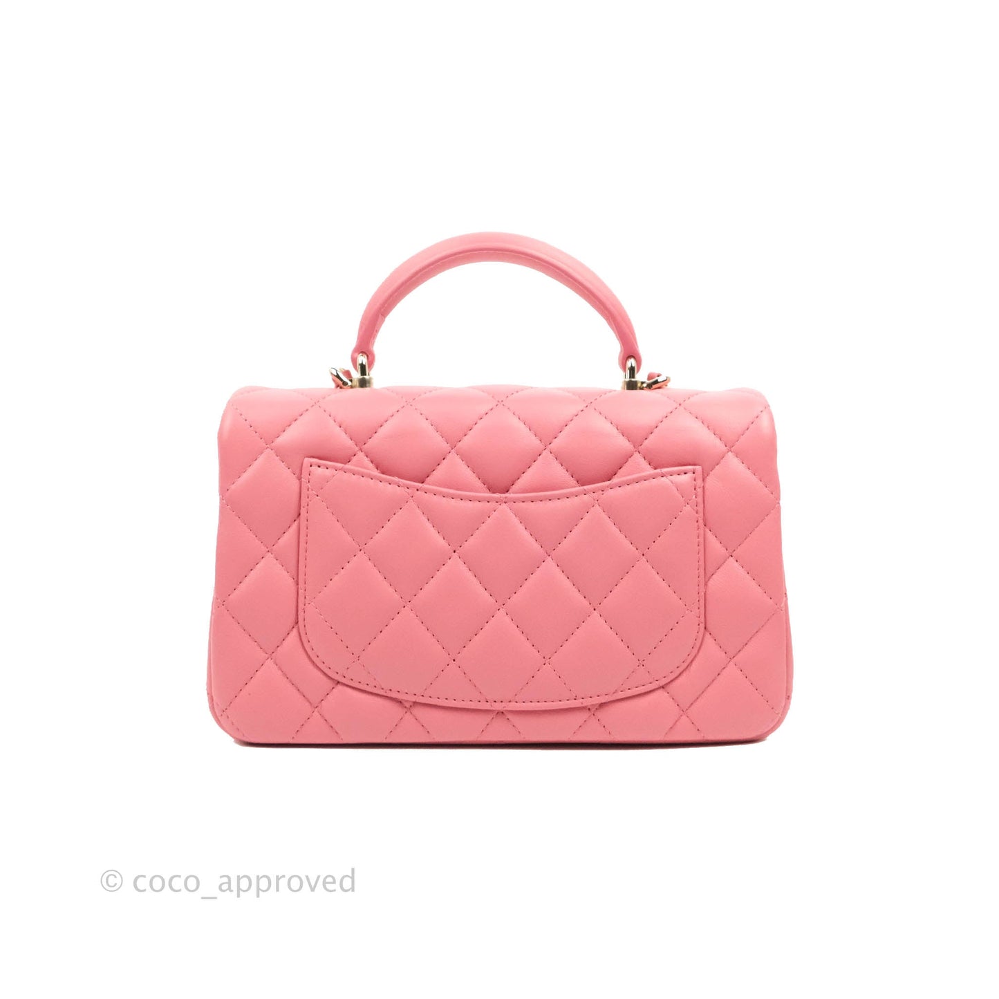 Chanel Top Handle Mini Rectangular Flap Bag Pink Lambskin Gold Hardware