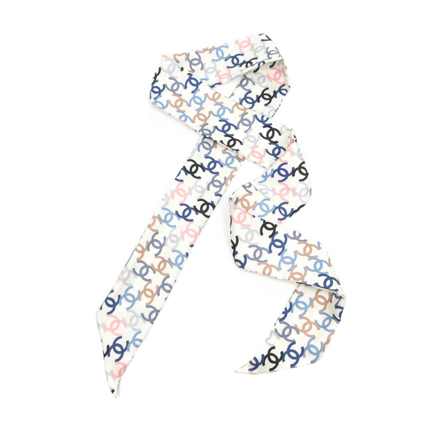 Chanel CC Silk Twilly in White