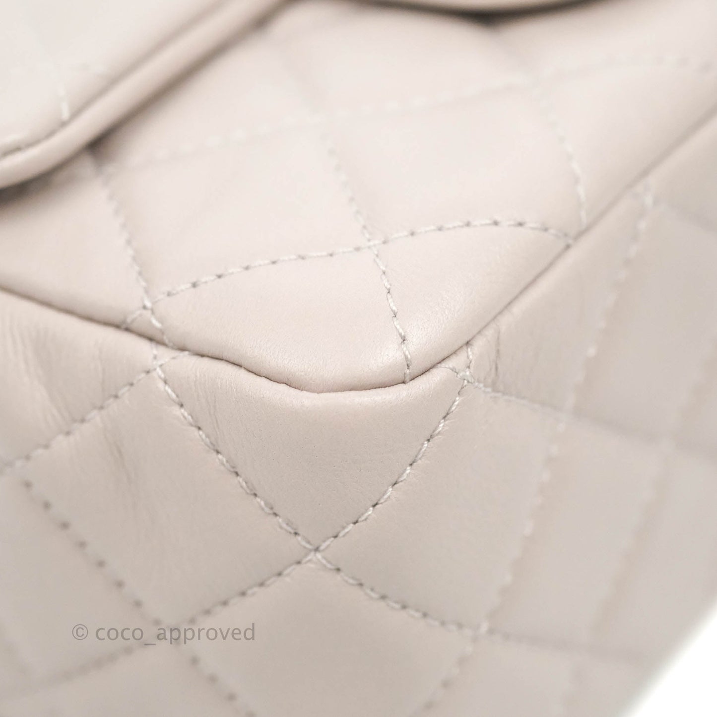 Chanel Mini Square Pearl Crush Quilted Pale Lilac Lambskin Aged Gold Hardware
