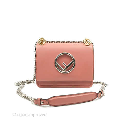 Fendi Small Kan I Shoulder Bag Rosy Pink Calfskin Gold & Silver Hardware