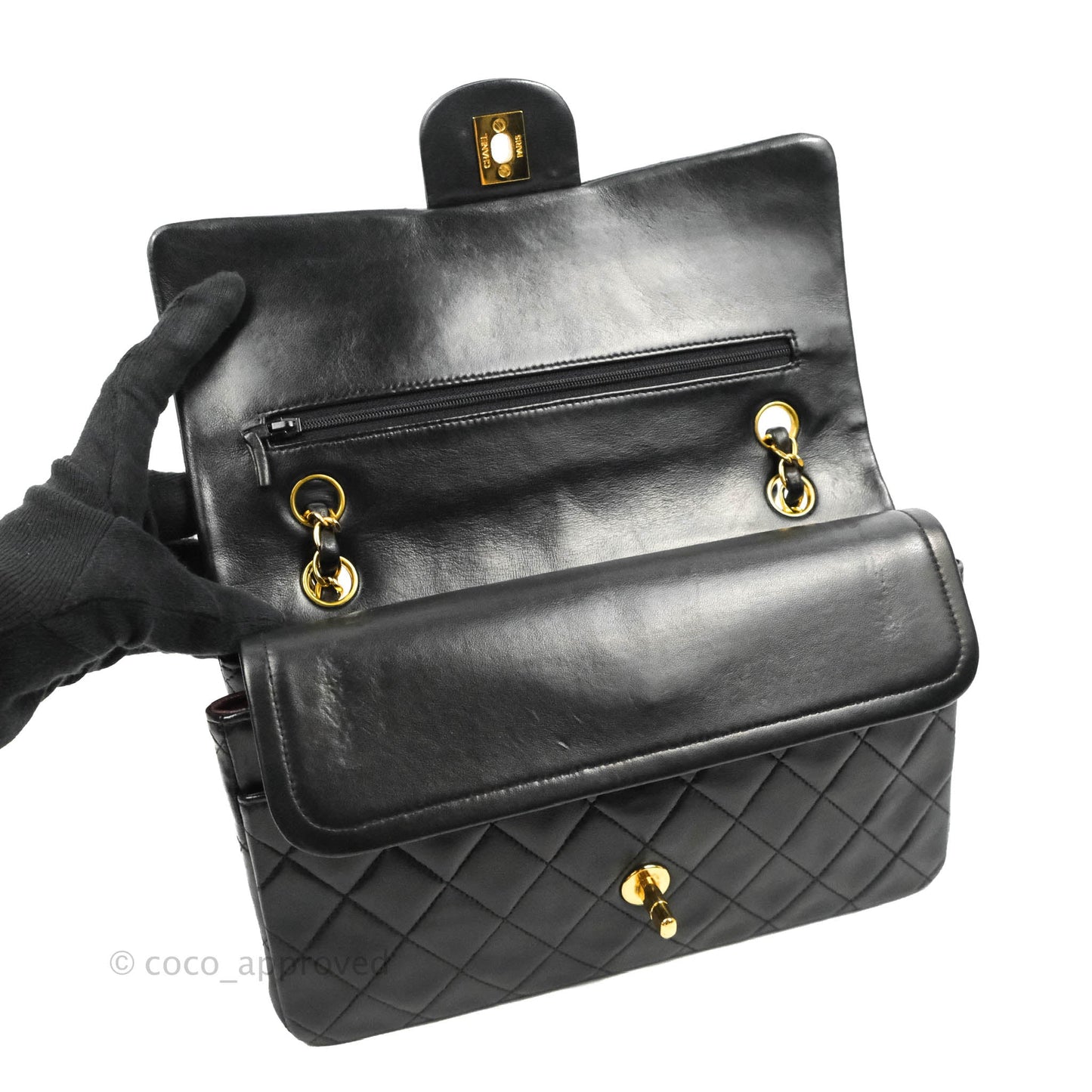 Chanel Classic Vintage Medium Flap Black Lambskin 24K Gold Hardware