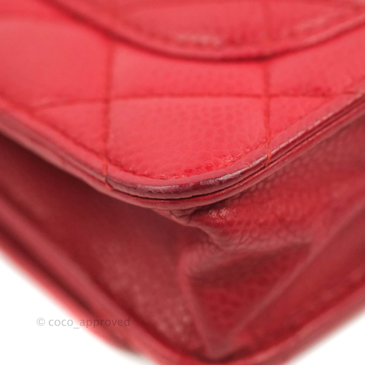 Chanel Quilted Classic Wallet on Chain WOC Red Caviar Ruthenium Hardware