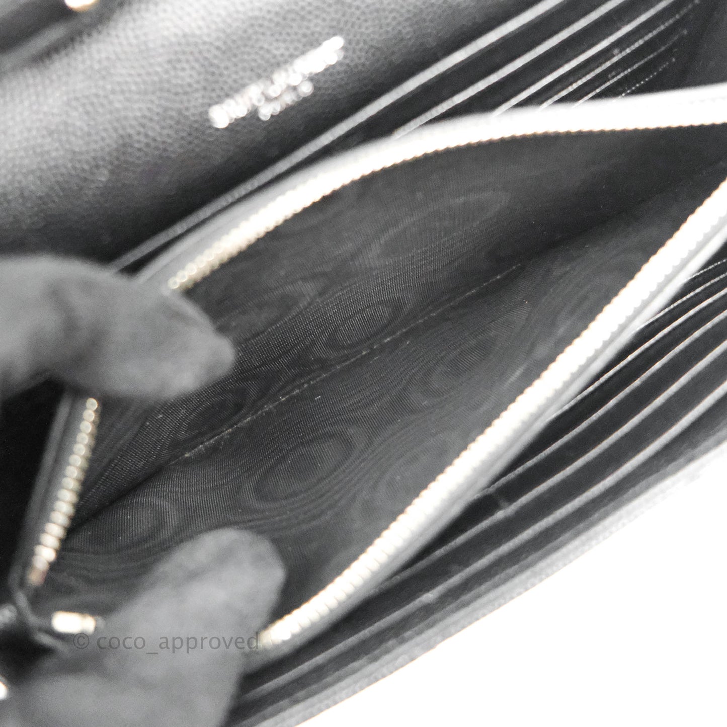 Saint Laurent Wallet on Chain WOC Black Grained Leather Silver Hardware