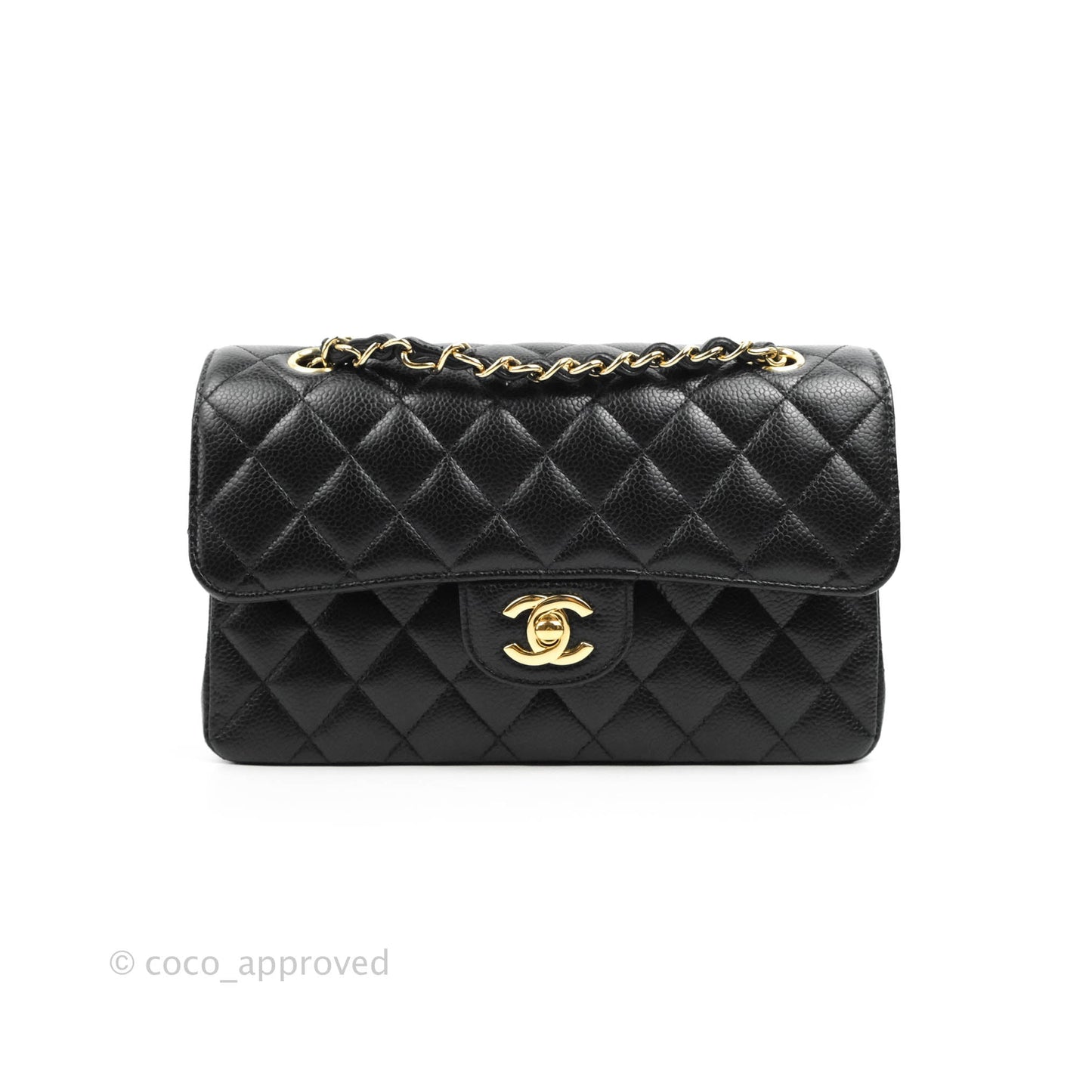 Chanel Small Classic Quilted Flap Black Caviar Gold Hardware