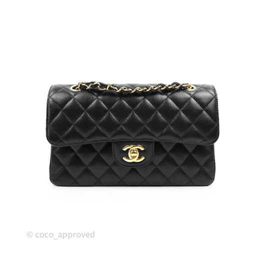 Chanel Small Classic Quilted Flap Black Caviar Gold Hardware
