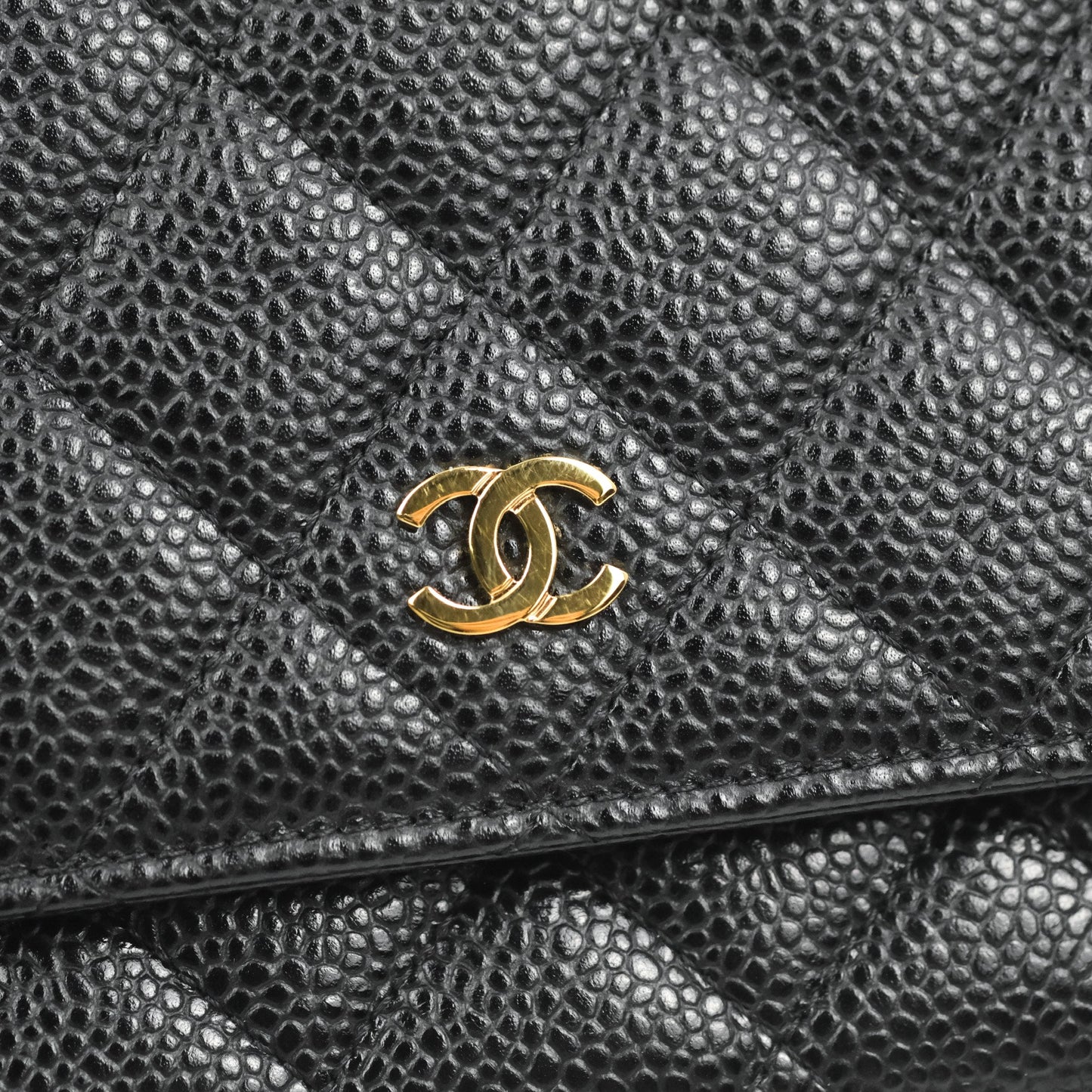 Chanel Quilted CC Chain Wallet on Chain WOC Black Caviar Gold Hardware