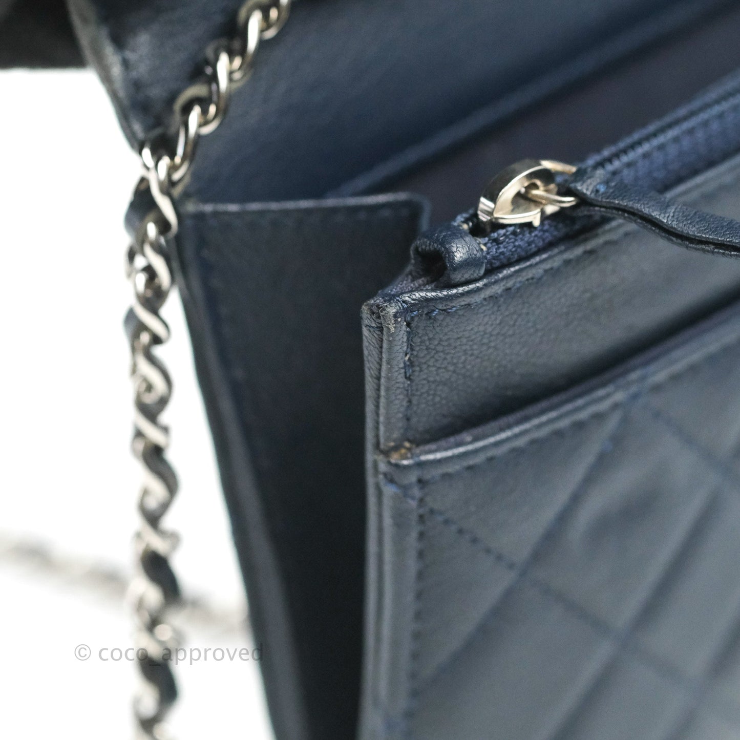 Chanel Urban Companion Wallet on Chain WOC Navy Calfskin Silver Hardware
