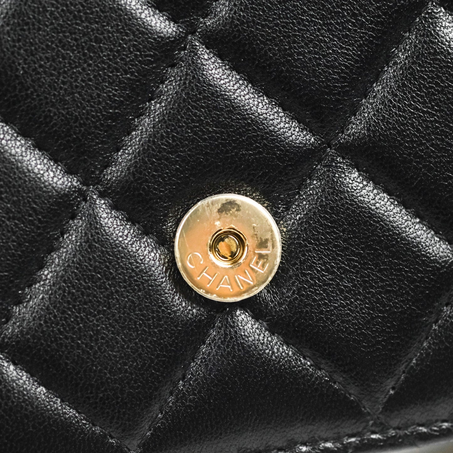Chanel Quilted Top Handle Wallet on Chain WOC Black Lambskin Gold Hardware