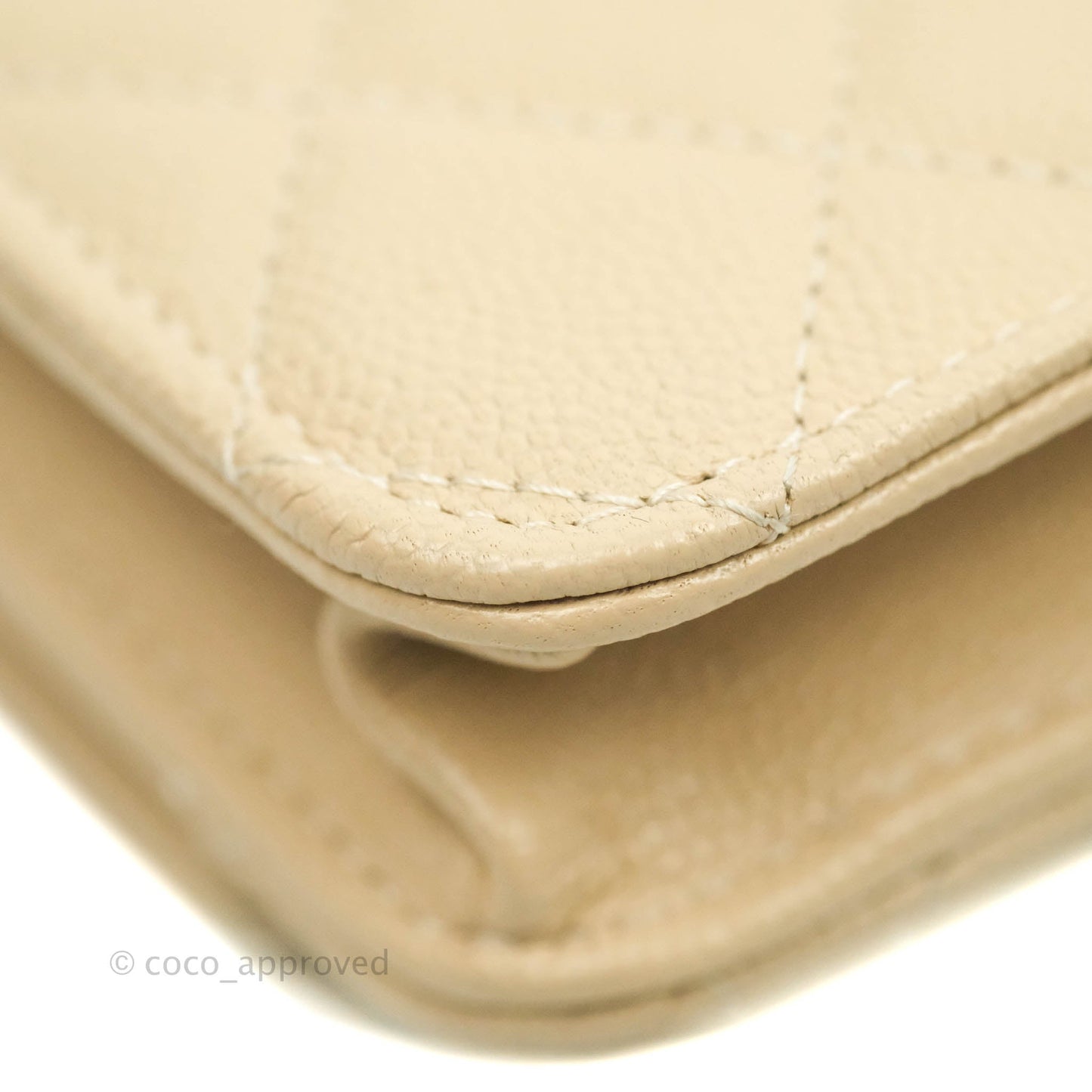 Chanel Quilted Golden Class Wallet on Chain WOC Light Beige Caviar Gold Hardware