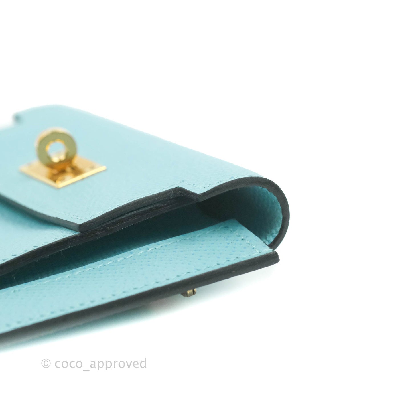 Hermès Kelly Pocket Compact Wallet Epsom Bleu De Nord Gold Hardware