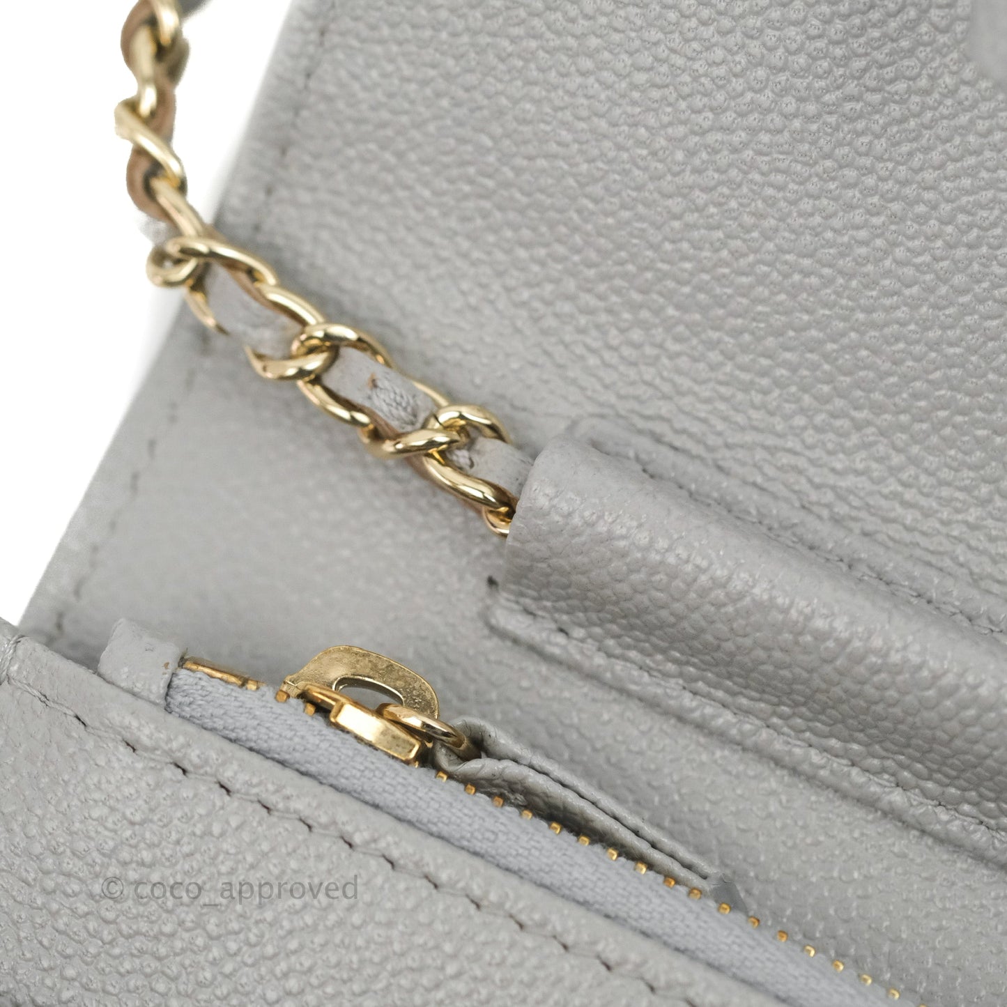 Chanel Golden Class Wallet on Chain WOC Grey Caviar Gold Hardware