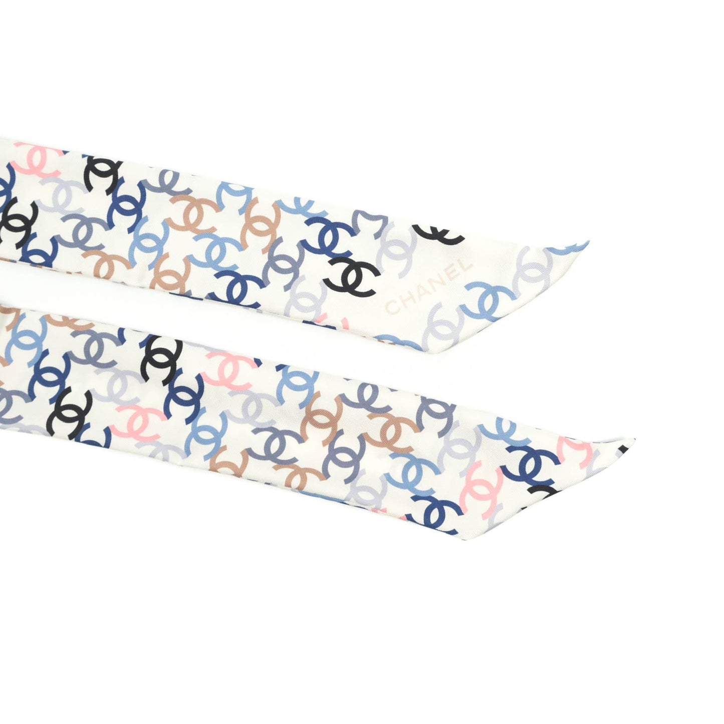 Chanel CC Silk Twilly in White