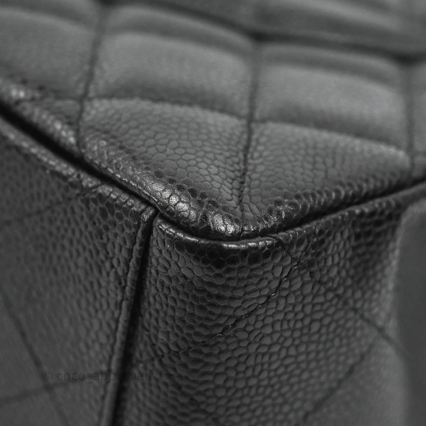Chanel Quilted Single Flap Maxi Black Caviar Silver Hardware