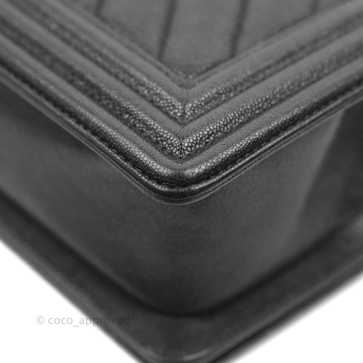 Chanel Small Boy Chevron Black Caviar Gold Hardware