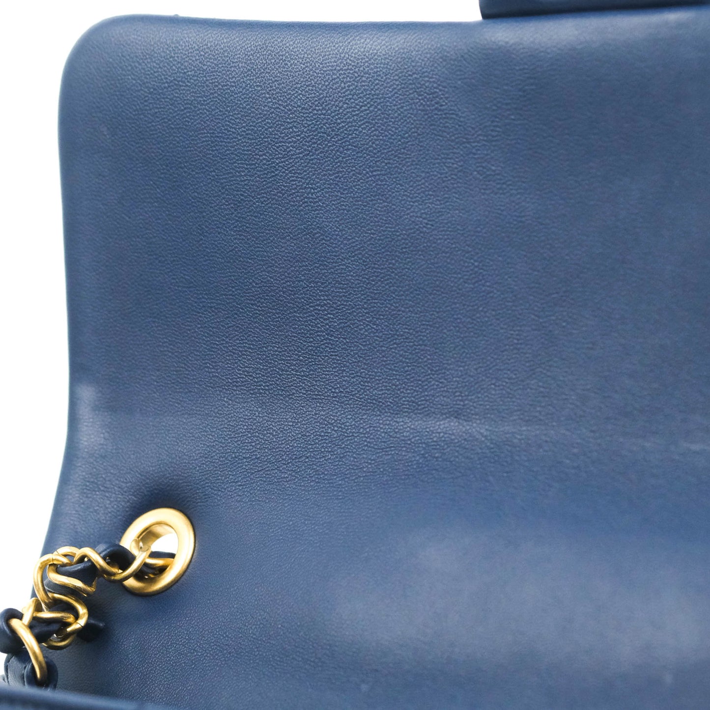 Chanel Circular Handle Flap Bag Navy Lambskin Aged Gold Hardware