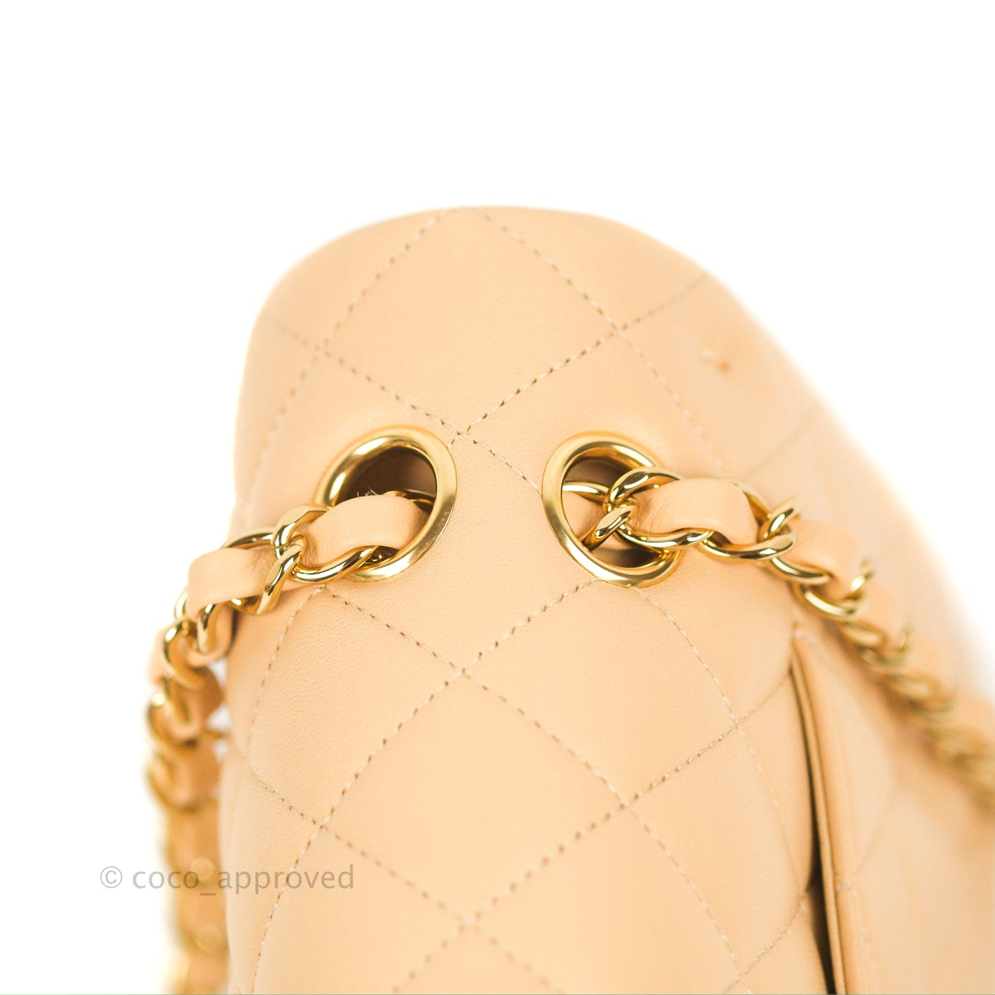 Chanel Classic M/L Medium Flap Quilted Beige Lambskin Gold Hardware