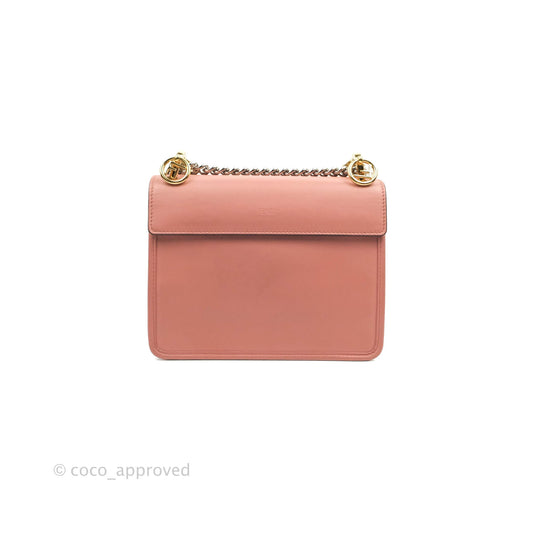 Fendi Small Kan I Shoulder Bag Rosy Pink Calfskin Gold & Silver Hardware