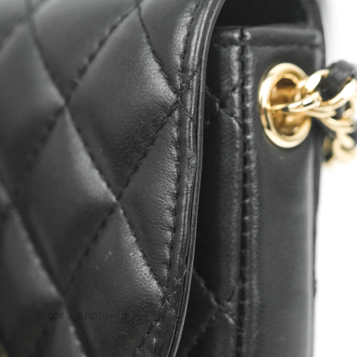 Chanel Classic Twin Flap Bag Side Pack Black Lambskin Gold Hardware