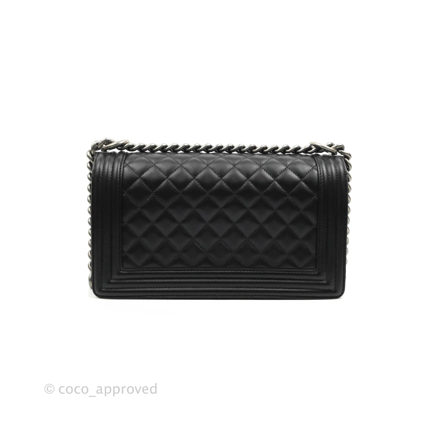 Chanel Quilted Medium Boy Black Lambskin Ruthenium Hardware