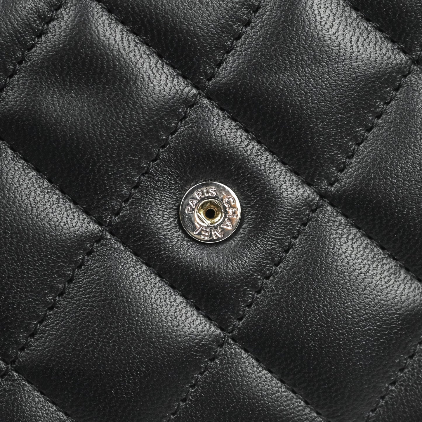 Chanel Quilted Wallet on Chain WOC Black Lambskin Silver Hardware