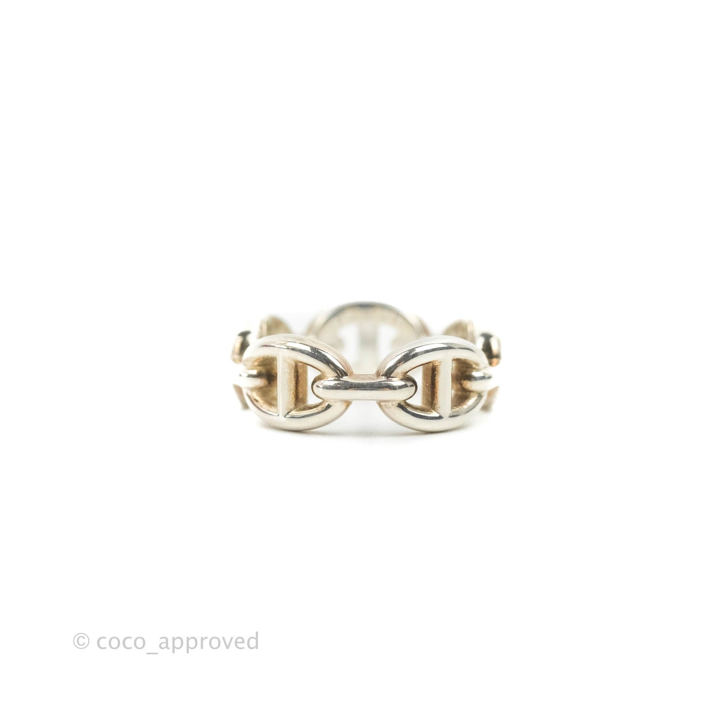 Hermès Sterling Silver PM Chaine d'Ancre Enchainee Band Ring 51