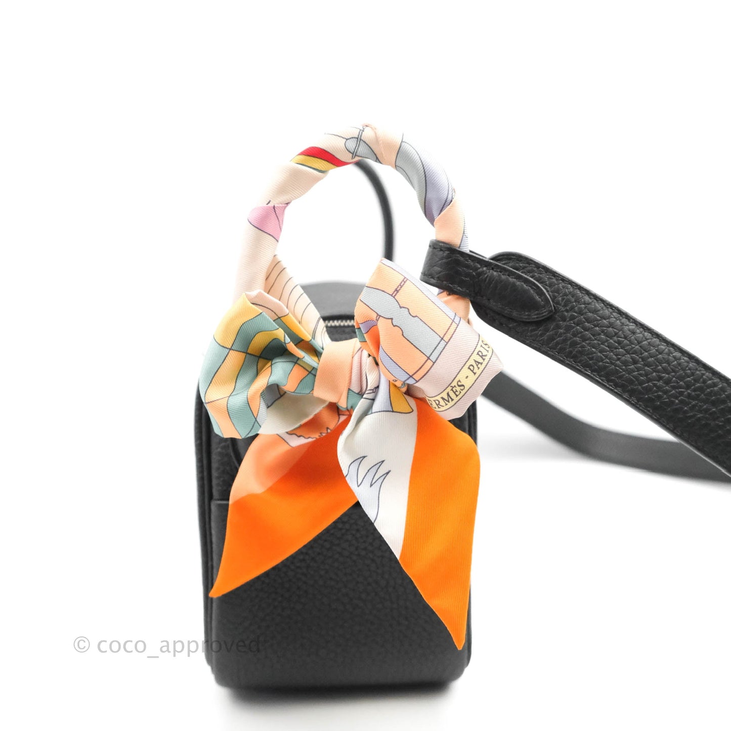 Hermès Mini Lindy 20 Taurillon Clemence Black Palladium Hardware With Twilly